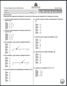 Prueba Diagn Stica Matem Ticas Sexto Grado Libros Honduras